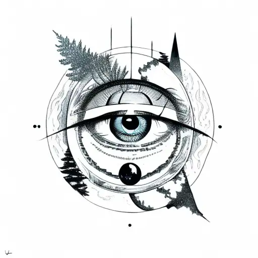 Eye With Moon And Forest