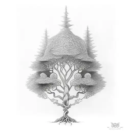 Yggdrasil Tree Tattoo For Neck