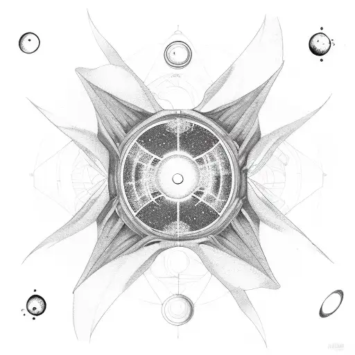 Squid Cut In Half Geometrically With Space And Planets Coming Out Of The Place It's Cut In Half