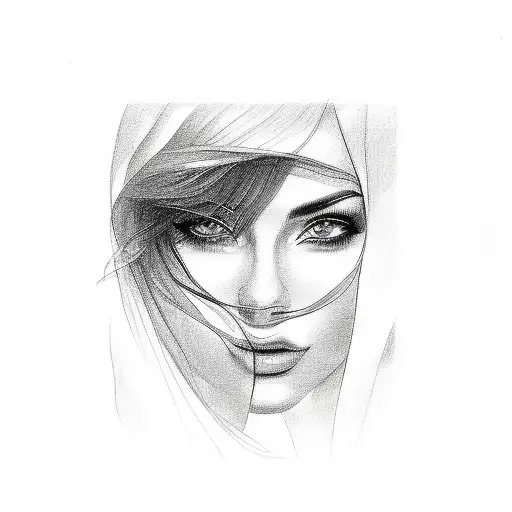 A Detailed Sketch Of A Car And A Beautiful Woman