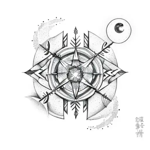 Arrow With Snowflake And Moon