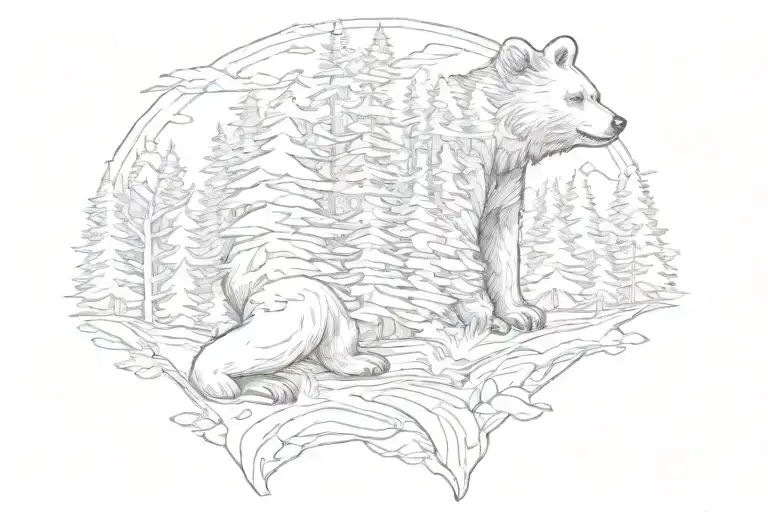 Forest With Bear Sitting