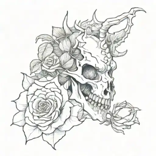 Dragon Skull Rose Blossom Poney Flower