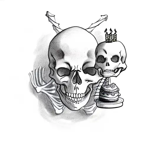 Skeleton With Birthday Cake