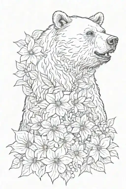 Bear Eating Flowers Intertwined