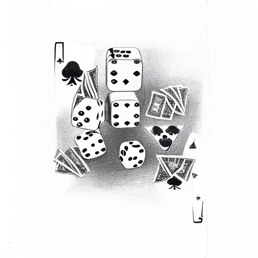 Dice With Playing Cards With Money