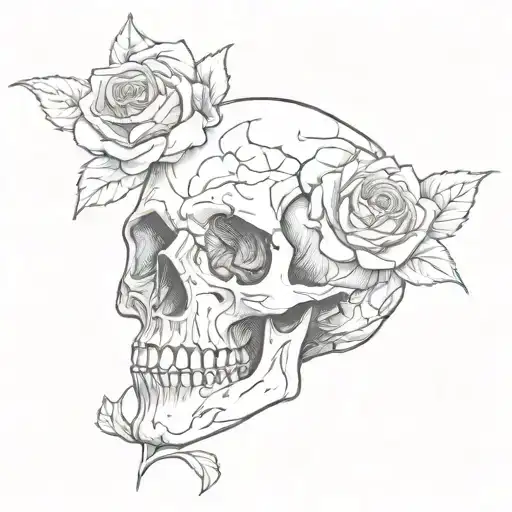 Rose Inside Skull