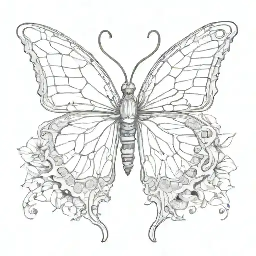 Butterfly Skeleton Back Tattoo Design