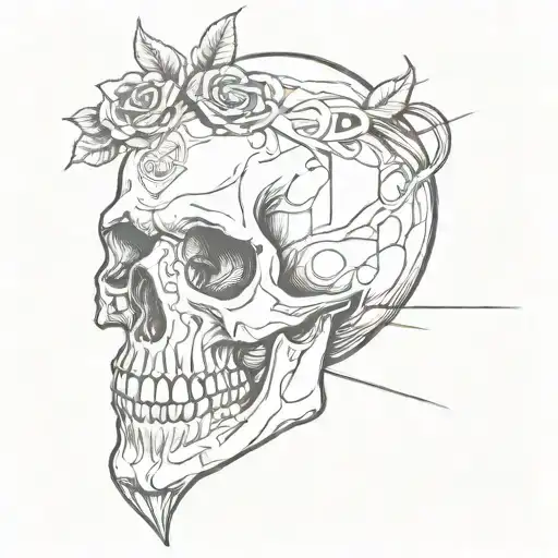 Hand Tattoo Of Skull With Sharikun In Head