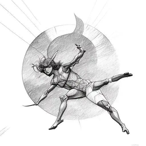 A Sketch Of Ikarus Flying Towards The Sun