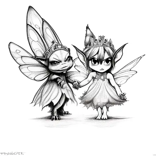 Fairy Princess Holding Hands With Gremlin