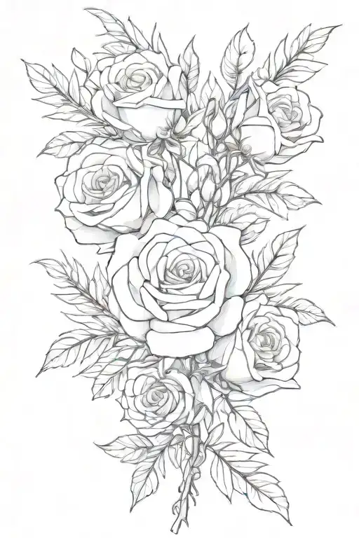 A Few Little Roses With Rosemary Going Through It