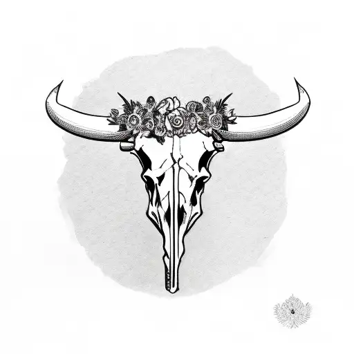 Bull Skull With Flower Crown