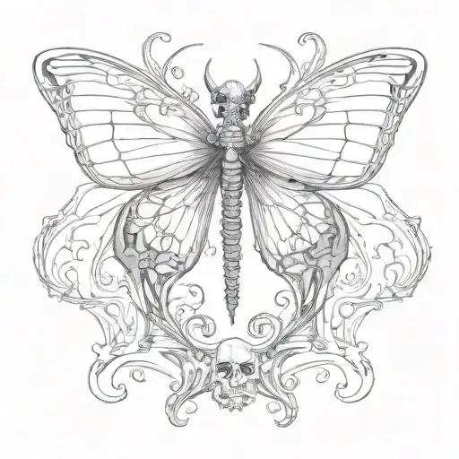 Skeleton Back Tattoo But Rib Cage Is Butterfly Wings