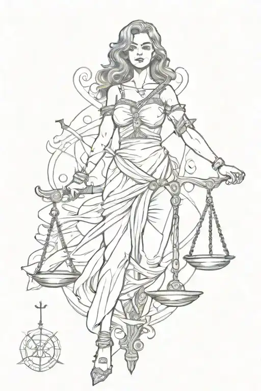 Scales Of Justice Women With Sword