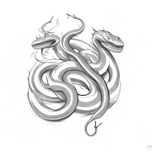 A Sketch-style Design Featuring A Whip Transforming Into A Snake