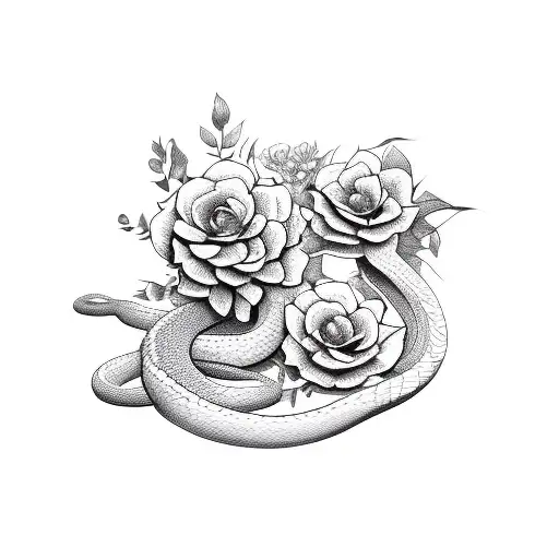 Snake With Flowers