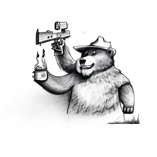 Smokey Bear Committing Suicide With Shotgun