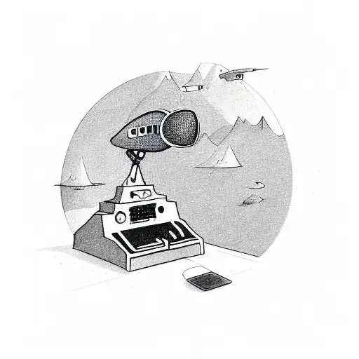 A Music Artist Controlling A Microphone-shaped Spaceship In A Mountainous Landscape