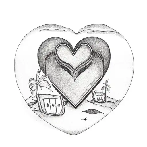 Jack Of Heart Card With Beach