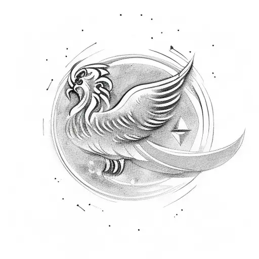 Combine The Taurus Zodiac Symbol With The Image Of A Phoenix