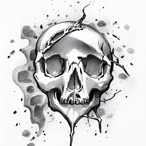 Skull With Broken Heart