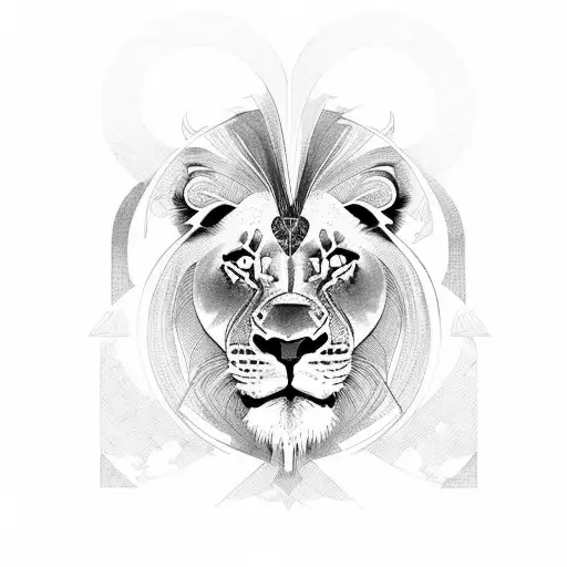 Nemea Lion Etching Art Nouveau Style