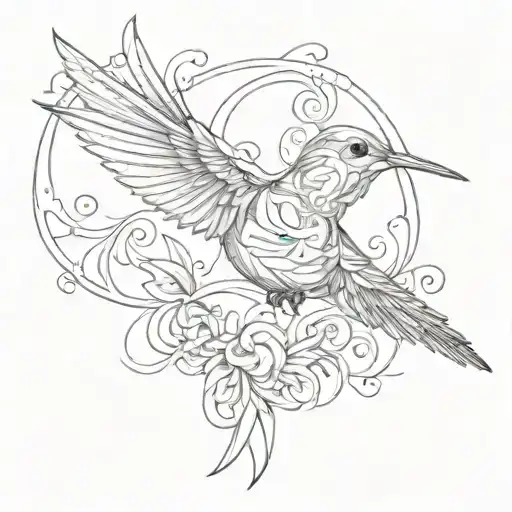 Hummingbird With Cancer Ribbon Intertwined Infinity Symbols