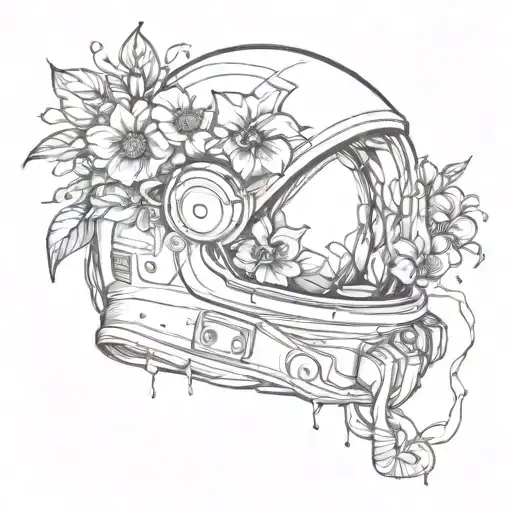 Astronaut Helmet With Flowers Growing