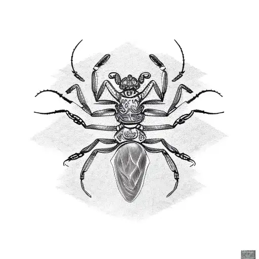 A Sketched Outline Of A Scorpion With Intricate Patterns Inside Its Body