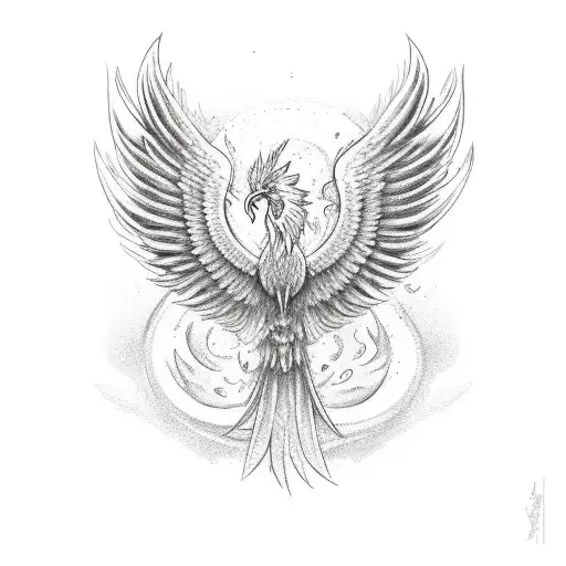 A Mystical Phoenix Rising From The Initials