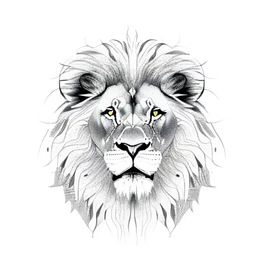 Minimalist Black And White Lion Head