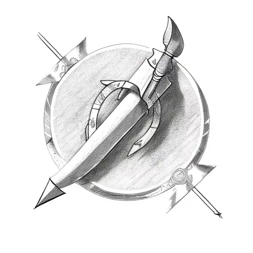 Arm With Arrow Shape Wrapping Around It And Going Upward Strongly