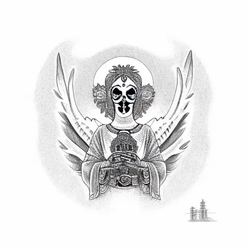 Phenix Bird With Santa Muerte And Oshun