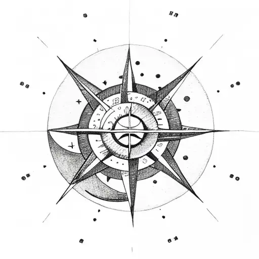 Moon And Sun And Compass And Astronaut Smoking