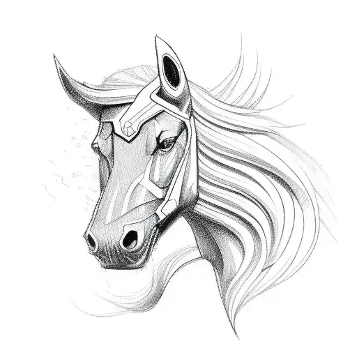 Technical Draft-inspired Design Featuring A Ford Mustang In A Geometric Style