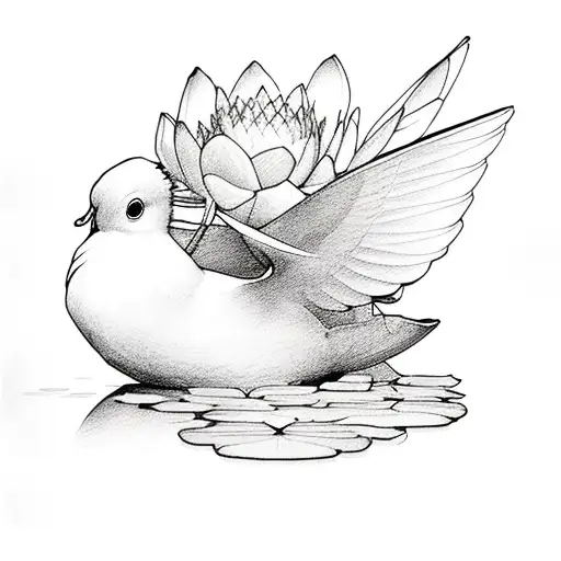 Dove With Water Lilies