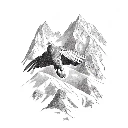 A Mountain Peak With An Eagle Soaring Above It
