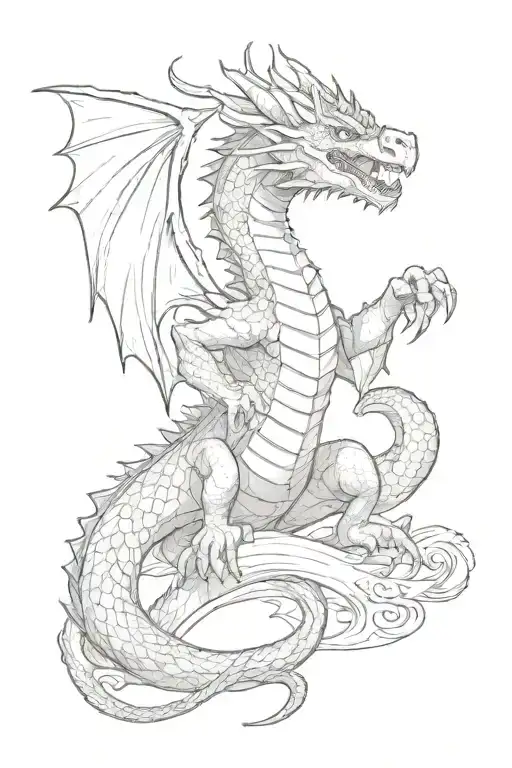 Dragon Smaug Holding Banner In Front View