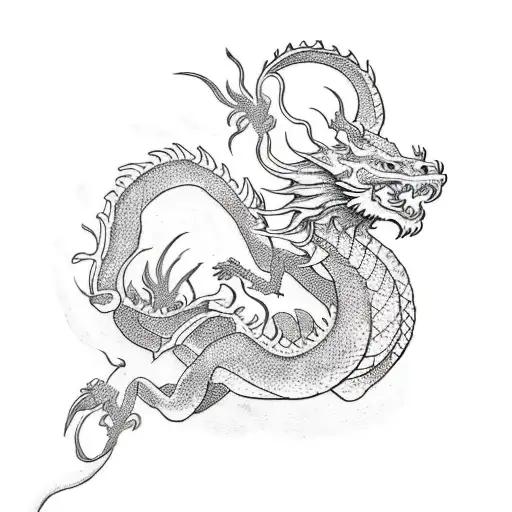 Create A Tattoo Design Inspired By The Dragon And Cherry Blossom Theme