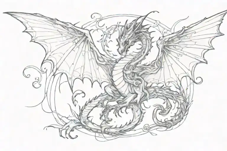 Dragon Wings Spread Open