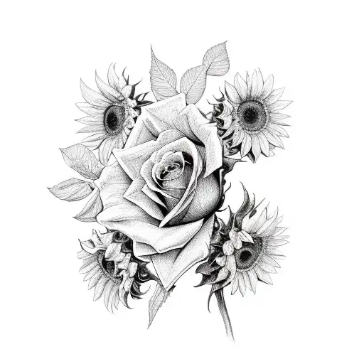 Rose And Sunflower Bouquet