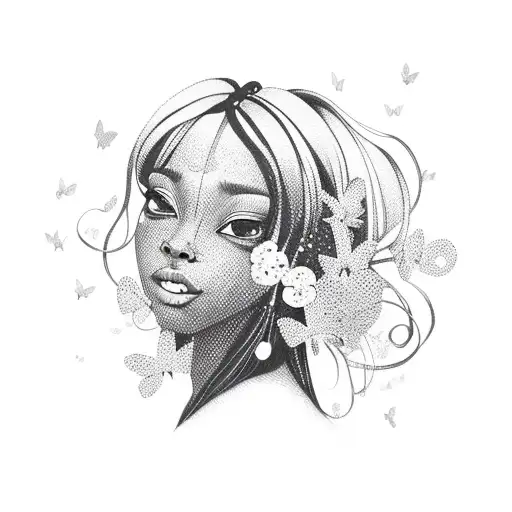 A Black Girl With A Magical Aura Surrounded By Butterflies