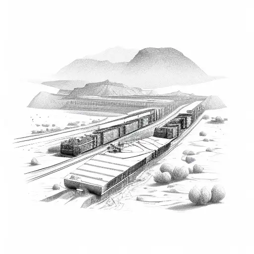Dry River With Coal Transporting Line