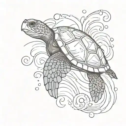 Turtle And Waves Crashing