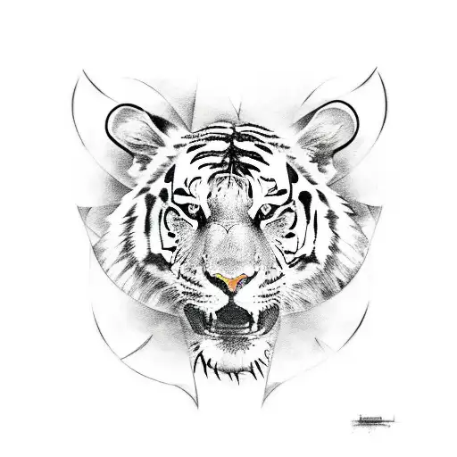 A Sketch-style Tattoo Of The Lsu Tiger Mascot Surrounded By Football-related Elements