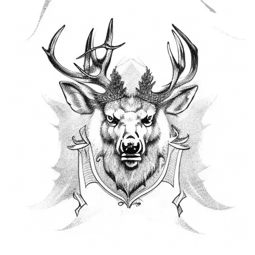 Coat Of Arms With Stag And Bear