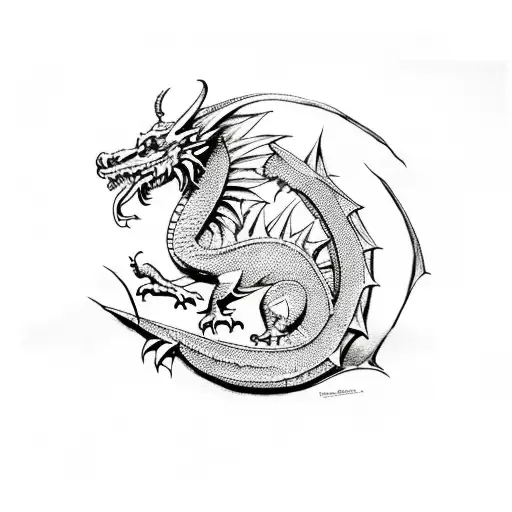 A Welsh Dragon Exploring South Africa In A Sketch Style