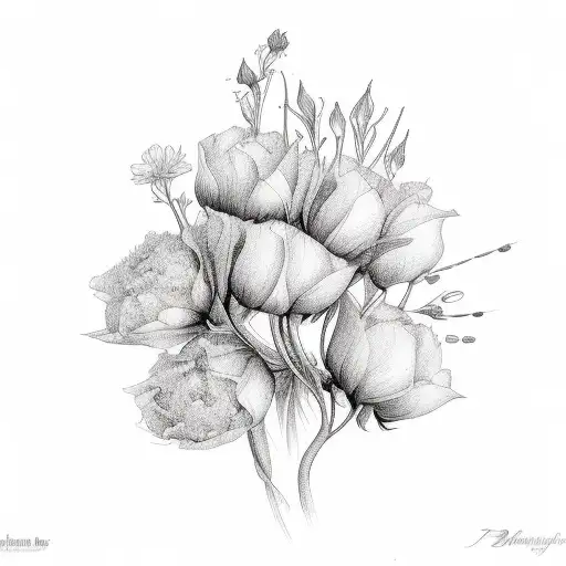 August Birth Flower And July Birth Flower Intertwined