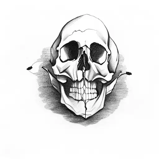 Skull Holding A Strawberry